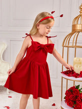 Young Girls'Elegant Woven Spaghetti Strap Red Dress
